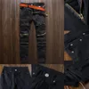 Trendy Mannen Mode College Jongens Skinny Runway Rechte Rits Denim Broek Vernietigd Gescheurde Jeans Zwart Wit Rood Jeans1269e