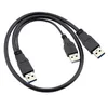 60CM Super speed USB 3 0 power Y cable 2 USB3 0 Male to USB Male for external Hard Disk341x