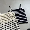 Débardeurs pour femmes doux rayé bloc de couleur décontracté court tricot caraco gilet 2023 été conception coupe ajustée basique sangle débardeur Style coréen
