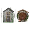 Dekorativa föremål Figurer Graverad Design Trä Miniatyr Fairy Gnome Door Windows Lawn Ornament Garden Decoration Outdoor Kid Gift 230721