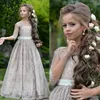 Princess Flower Girls Dresses Teenage For Wedding Lace Applicques Ball Gowns Tulle Long Hleeves Flower Girl Dress for S182K