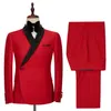 Fashion Red Sequins Groom Wedding Tuxedos Winter Mens Groommen Party Prom Pants Suits Jacket Business Work Wear Outfit 2 Pieces250m