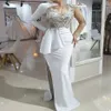 2020 Arabski Aso ebi białe koronkowe koraliki seksowne sukienki wieczorowe High podzielone sukienki balowe długie rękawy formalne imprezę Drugi suknia odbiór 250g