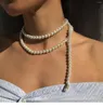 Choker Brass Faux Glass Pearl Chains Necklace Women Jewelry Designer T Show Runway Party Wedding Japan Corean Ins Hiphop Hiphop