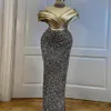 2021 Plus Size Arabic Aso Ebi Sparkly Sexy Beaded Prom Dresses High Neck Sheath Sequined Evening Formal Party Second Reception Gow272l