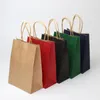 Gravação em 10/30/50pcs DIY Multifuncional Bolso de Papel de cor macia com Handles Saco de Bolsas de Presente Festival Sacos de compras Kraft Paper Packing Bag