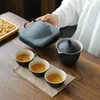 Stitch hmlove 4pcs chinois gaiwan tireen the set en céramique théières 3 tasses de voyage portable kung fu.
