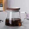 Ferramentas pote de café resistente ao calor com tampa de madeira servidor de café pourover acessórios de cozinha alça de vidro de borosilicato alto bule