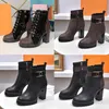 Designer Ankle Boots Women Autumn winter Coarse heel women shoes Desert Boot real leather zipper letter Lace up Fashion lady heeled Heels size 35-42 With box