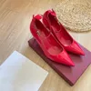 Merk Dames Sandaal Klinknagels Trouwschoenen 2023 Zomer Vrouw Hoge Hakken 6cm 8cm 10cm Naakt Zwart Mode Enkelbandjes Sexy Jurk Schoenen met Rood 35-44 03