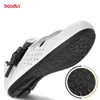 Boots Boodun Leather Lockless Cycling Shoes Homens e mulheres sem bloqueio de borracha respirável Nonflip Sapatos esportivos casuais Equipamento de bicicleta