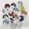 Charms 100st Natural Wire Wrap Tree of Life Healing Chip Stone Crystal Pendant 7 Chakra Halsband Kvinnor Män smycken Drop Delivery Fi Dhwz6