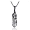 Pendant Necklaces Eagle Claw Feather Stainless Steel Vintage For Men Exquisite Old Silver Color Punk Necklace Jewelry Accessories LN3020