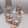 أحذية مسائية Cleo Crystal Sandals 105 Sexy Stiletto Heel Sandals Designer Heels Slides Sandale Sandale Chandelier Sandal Designer Slippers Women