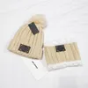 Hats & Scarves Sets Winter Knitted Dome Hat And Scarf Fashion Twist Plain Unisex Couple Accessories