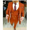 New Design Custom Made orange red Groomsmen Wedding Suits For Men Groom Tuxedos Mens Suit Business 3 Piece Party SuitJacket Pants213k