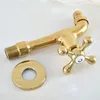 Bathroom Sink Faucets Gold Color Brass Single Hole Wall Mount Washing Machine Faucet Outrood Garden Cold Water Taps 2av143