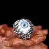 Fedi nuziali Punk Hip Hop Eye Metal Anello da uomo Horror Denti Halloween Esagerato Blu Rosa Gioielli gotici per le donne 230721