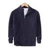Suéteres masculinos de alta qualidade da mesma marca outono inverno malha de algodão com zíper pulôver de gola alta 8509