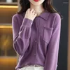 Damesbreien M-XXL Trendy Fashion Rapel Pure Wool Ladies Sweater 2023 Gebreide vest kasjmier met lange mouwen Spring en herfst