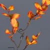 装飾的な花Diy Fake Flower Autumn Leaf Plant Bouquet人工赤いメープルプラスチック床の結婚式の配置