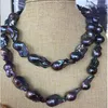 Snelle Echte Fijne Parels Sieraden prachtige 25-30 MM TAHITIAN PAUW BLAUWE PAREL KETTING 38 INCH 14K242w