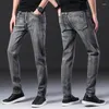 Jeans da uomo 2023 autunno classico grigio elastico slim fit stretch maschio casual cotone di alta qualità regolare