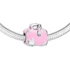 2019 Original Real 925 Sterling Silver Jewelry Pink Travel Bag Charm Beads Fits European Pandora Bracelets Necklace for Women Maki179o