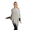 Sjaals 2023 Loszittende Tassel Plus Size Pullover Trui Vrouwen Gemakkelijk Bijpassende Jas Halflange Cape Sjaal Batwing Shirt