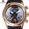 Relógio Forsining Vidro Convexo Elegante Legend Tourbillion Calendário 3D Designer Couro Genuíno Mens Relógios Automáticos Top Brand Luxu225A