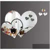 Stickers Muraux Acrylique Miroir 3D Creative Coeur Forme Diy Chambre Décoratif Decal Miroirs Drop Delivery Maison Jardin Dhvob