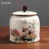 Boormachine Jingdezhen Ceramic Tea Caddy Airtight Jar Home With Lid Tea burkar Kaffefuktproof burkar Kök korn kryddbehållare