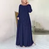 Этническая одежда Женщины мусульманин Дубай Абайя Турция Хиджаб платье индейки осенняя пуговица с длинным рукавом вниз по закату ислам.