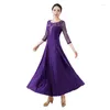 Vêtements de scène 1 pièces/lot Sexy dentelle robe de danse de salon pour femme manches longues valse Tango robes Standard