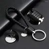 Keychains 1st Pu Leather Flätat vävt rep Keychain Diy Bag Pendant Key Chain Holder Car Trinket Keyring For Men Women Gift SMycken