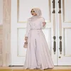 Ivoire à manches longues robe de soirée musulmane broderie robe de soirée islamique dubaï Hijab robes de soirée tailleur-pantalon formelle robe de bal271S