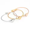 Stainless steel wire woven open heart shaped bracelet Cable titanium steel peach heart bracelet