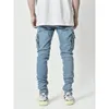Jeans pour hommes Pantalons en denim de coton décontractés pour hommes Multi Pocket Cargo Mid Waist Plus Size Fahsion Hip Hop