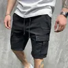 Shorts pour hommes pantalons Cargo hommes avec poches mâle décontracté taille moyenne pantalon solide épissure poche cordon longueur au genou