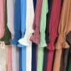 Abbigliamento etnico Abito da preghiera Tinta unita Tessuto in crepe Dubai Hijabi turco Musulmano Abaya Abbigliamento islamico sciolto Abiti modesti Ramadan Eid 230721