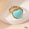 Vintage Gold Plated Heart Turquoises Rings for Women Bohemian Cute Blue Stone Hand Midi Finger Rings Party Jewelry Gift