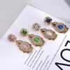 Stud Lubov Colorful Cat Eyes Inlaid Multilayer Decoration Hollow Metal Dangle Earrings for Women Party Jewelry 230721