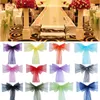 Sashes 50st högkvalitativa Organza Chair Sash Bow for Banket Wedding Party Event Xmas Decoration Sheer Organza Fabric Supply 18cm*275cm 230721