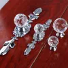 Fashion deluxe clear crystal dresser kitchen cabinet door handles silver glass drawer cupboard knobs pulls modern simple chrome216x