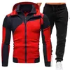 Herrspårar Mens Zipper Jackets Outfits Highality Hoodies och Black Sweatpants Classic Male Outdoor Casual Motorcykelrockar 230721