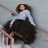 جديد أسود Hi-lo simpletulle تنورة تصميم ركبة الركبة طول توتو tulle التنانير للنساء فساتين جميلة الحزب wear284n