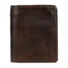 Wallets Fashion Business Men's Genuine Leather Crazy Horse Short Organizer Wallet Boy Card Holder Purse