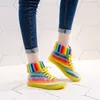 Rain Boots Lace Up PU Waterproof Motorcycle Woman Shoe Ankle Removable Cover Platform Colorful Mature 230721