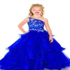 Vacker Little Girl Beauty Pageant Dress One Shoulder Pärlor Klänning Prom Dress Anpassad storlek 2 4 6 8 10 12 14260O