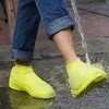 Rain Boots Waterproof Shoe Cover Silicone Material Unisex Shoes Protectors för inomhus utomhus regniga dagar återanvändbar 230721